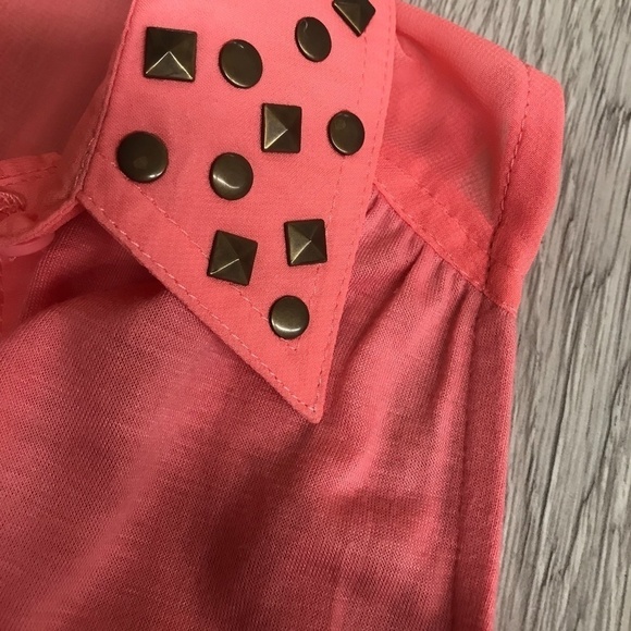 Rewind Pink Studded Collar Sleeveless Tank BB395 - Picture 7 of 7